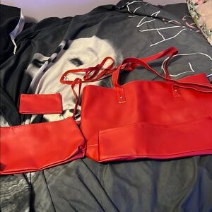 Stylish Red Women's Bag Set